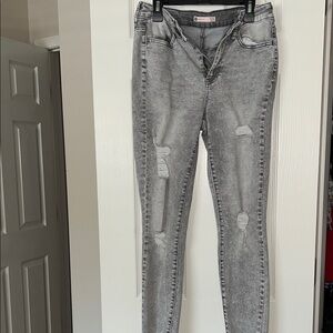 SO Gray Distressed Skinny Jeans for Women